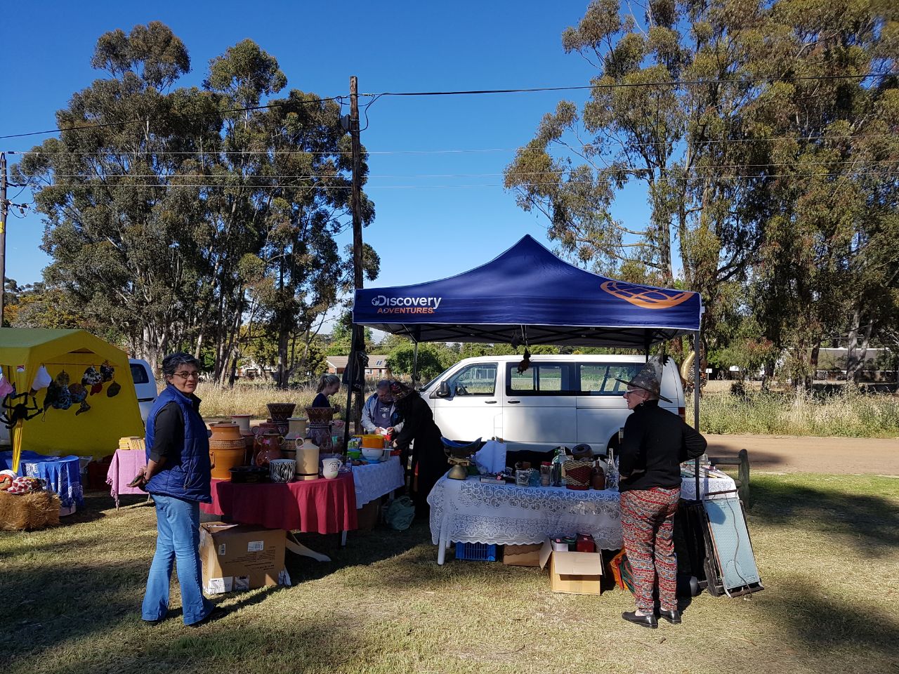 Pottery and bric-a-brac stalls at the Penhill Market Initiative